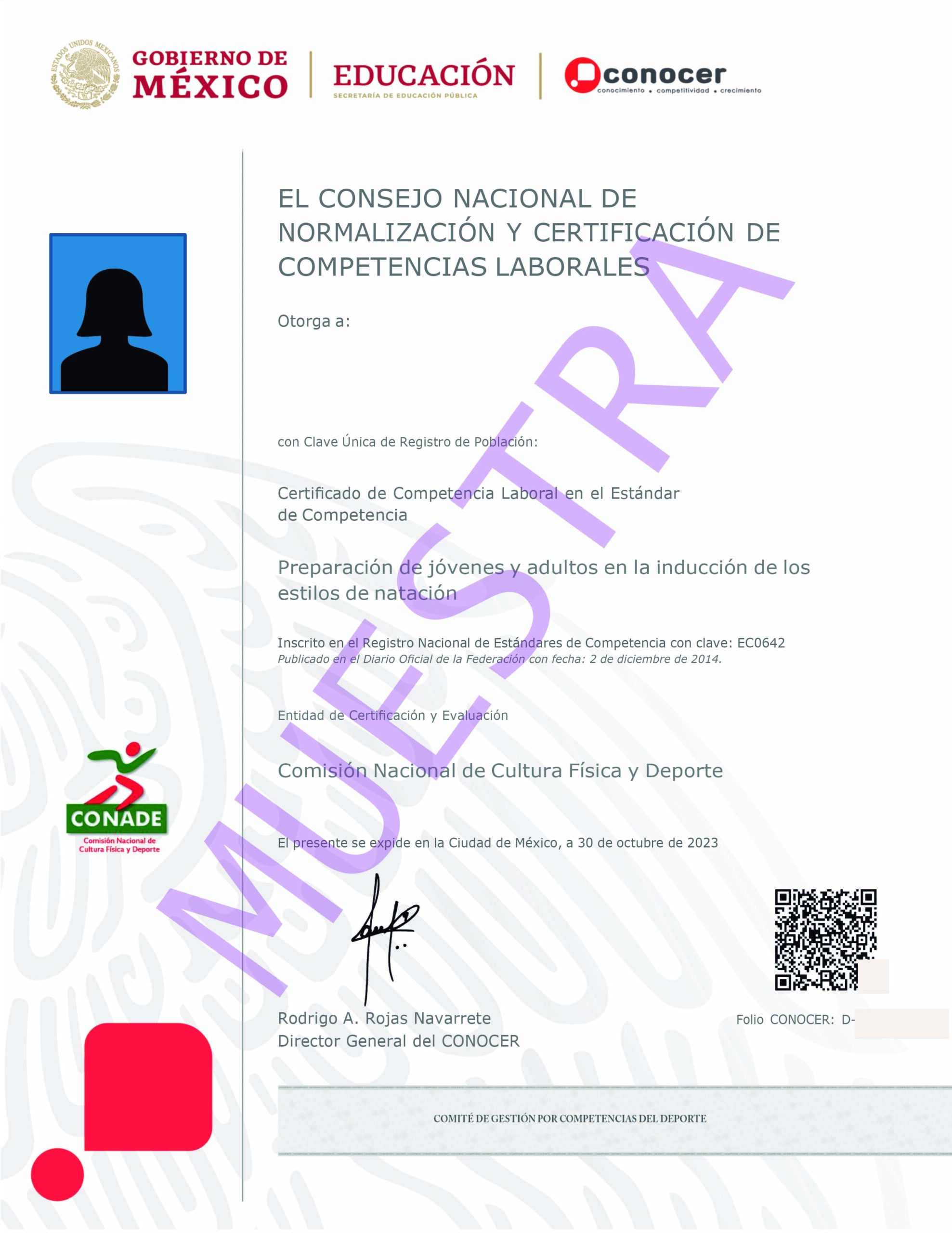 Certificado Oficial SEP, CONOCER, CONADE