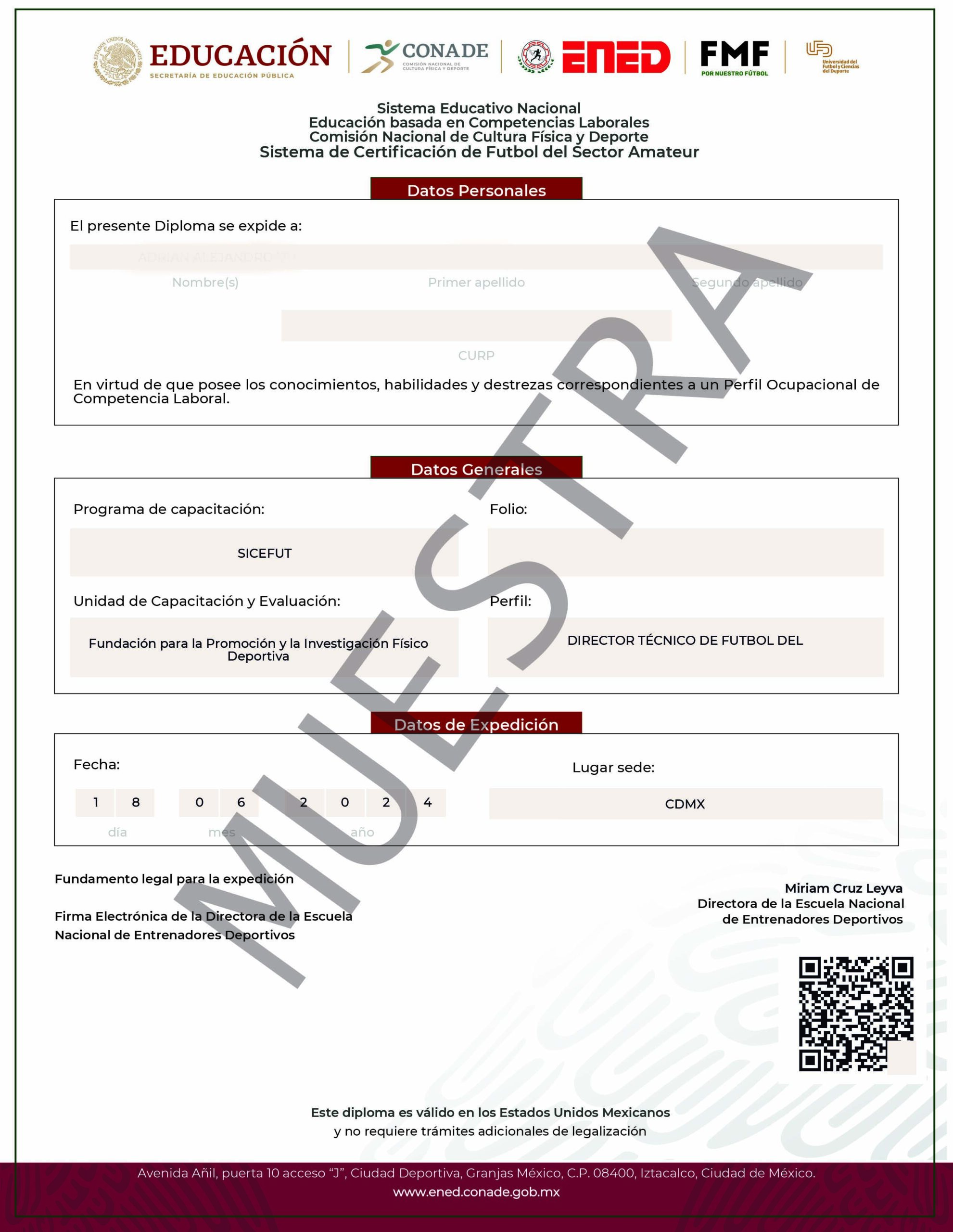 Certificado Oficial SICEFUT